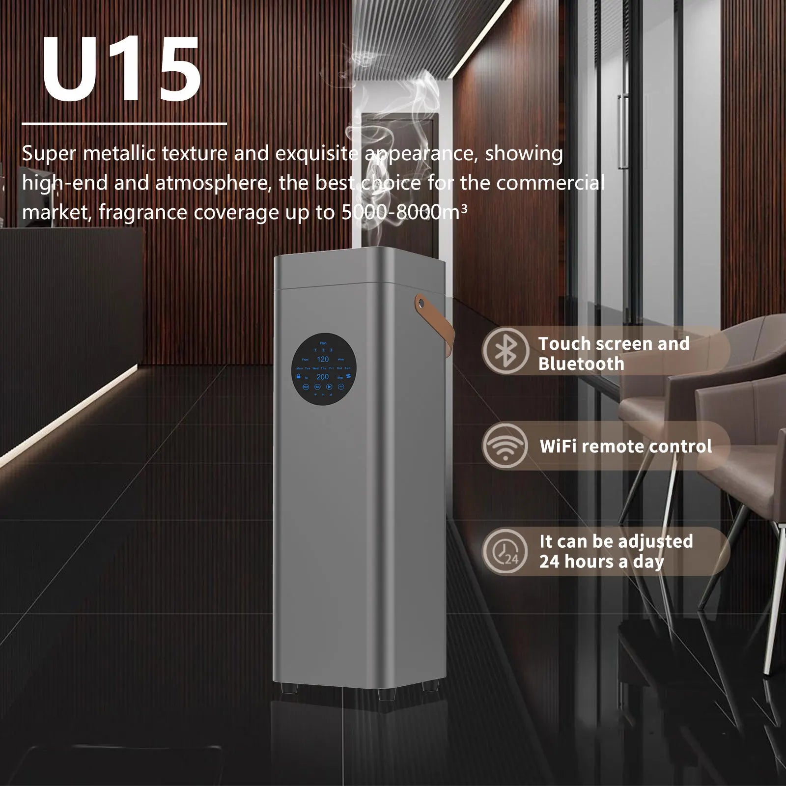 NAMSTE 8000m³ Scent Diffuser 1500ML Capacity Commercial HVAC Air Aroma Machine WIFI Bluetooth Control for Hotel Restaurant Mall
