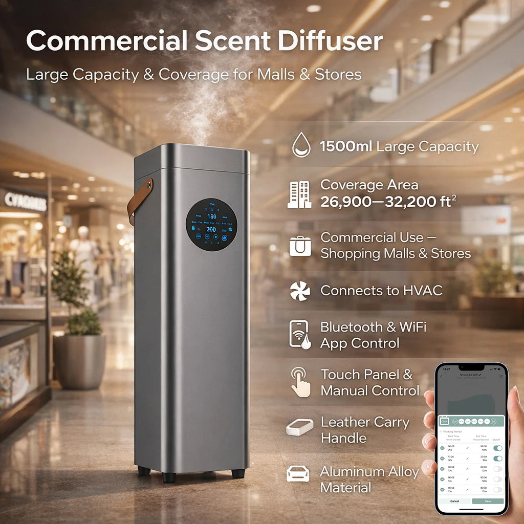 NAMSTE 8000m³ Scent Diffuser 1500ML Capacity Commercial HVAC Air Aroma Machine WIFI Bluetooth Control for Hotel Restaurant Mall